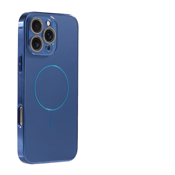Lens Film Magnetic Case for iPhone 14, 15, 16 - Shockproof with Electroplating Frame and Wireless Charging Support