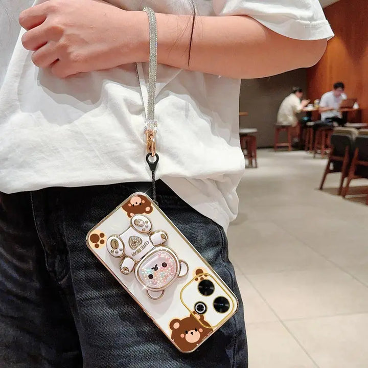 Diamond Bear Wrist Strap Case for Xiaomi Redmi Note 12 13 Pro
