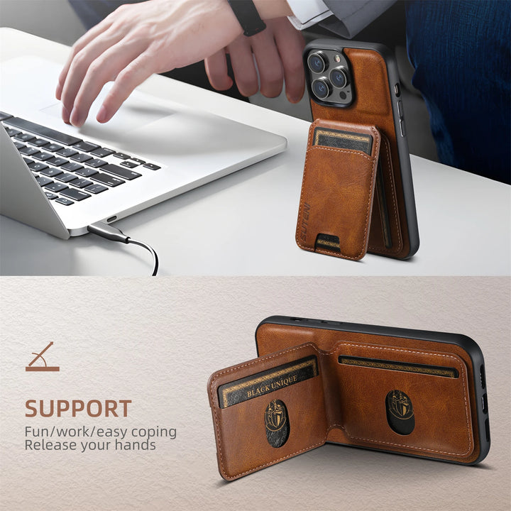 Card Holder Leather Wallet Case for iPhone 16 15 Pro Max 14 13 12 11 X XS XR