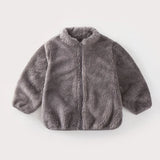 Gray fleece jacket on a white background