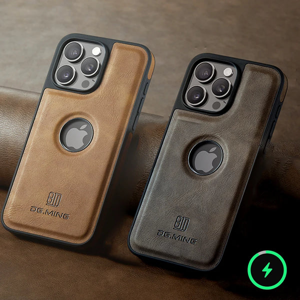 Luxury Magnetic Leather Case for iPhone 11/12/13/14/15/16 Pro Max with Magsafe and Wireless Charging Compatibility