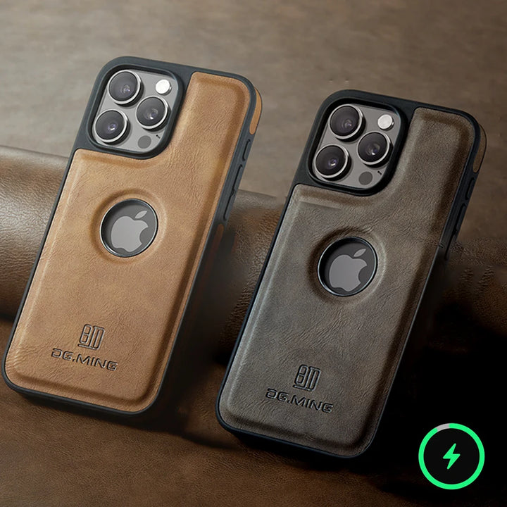 Luxury Magnetic Leather Case for iPhone 11/12/13/14/15/16 Pro Max with Magsafe and Wireless Charging Compatibility
