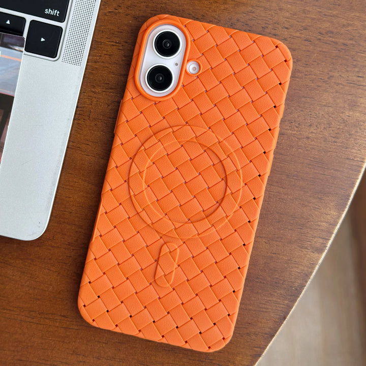 Breathable Woven Soft Silicone Magsafe Case For iPhone 16 15 14 13 12 11 Pro Max Leather Magnetic Mesh Cooling Shockproof Cover