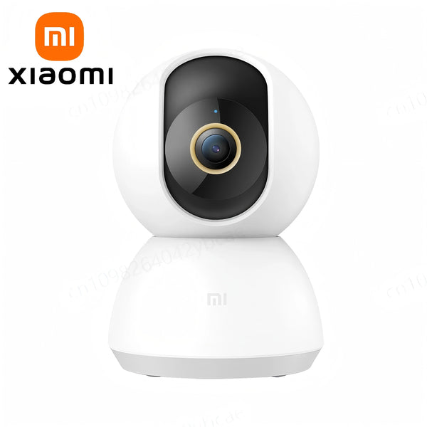 Xiaomi smart camera on a white background with Xiaomi logo above.