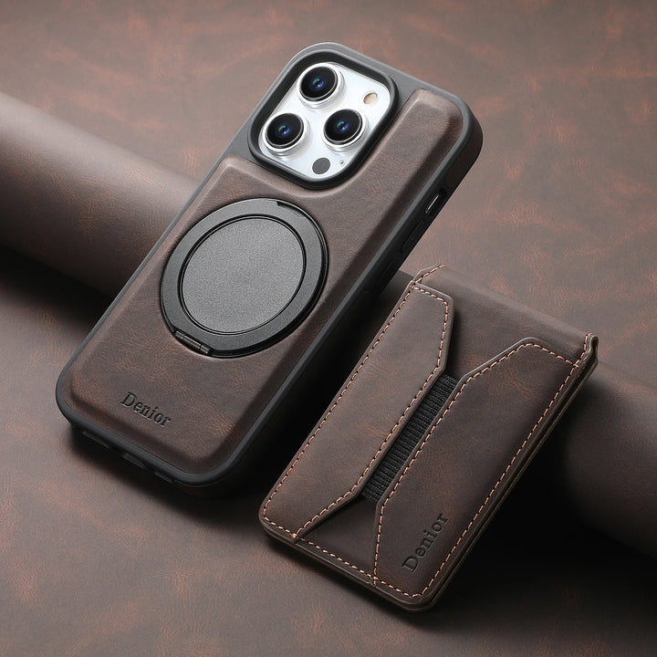 Premium Leather Wallet Case for iPhone 11/12/13/14/15/16 Pro Max with Magnetic 360° Rotating Stand and Shockproof Design