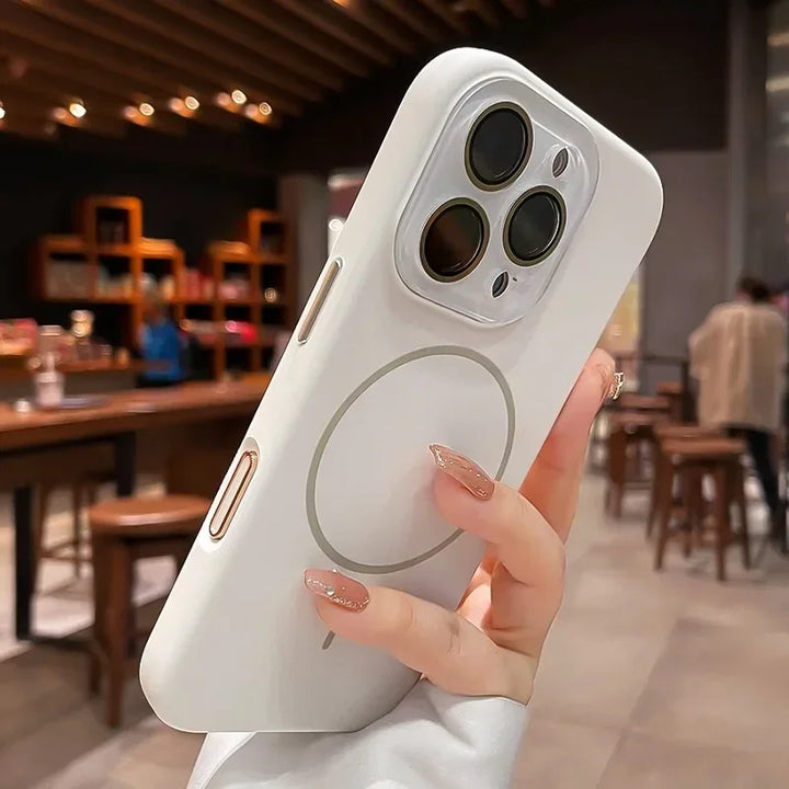 MagSafe Liquid Silicone Case for iPhone 16 Pro Max – Shockproof & Wireless Charging Compatible White
