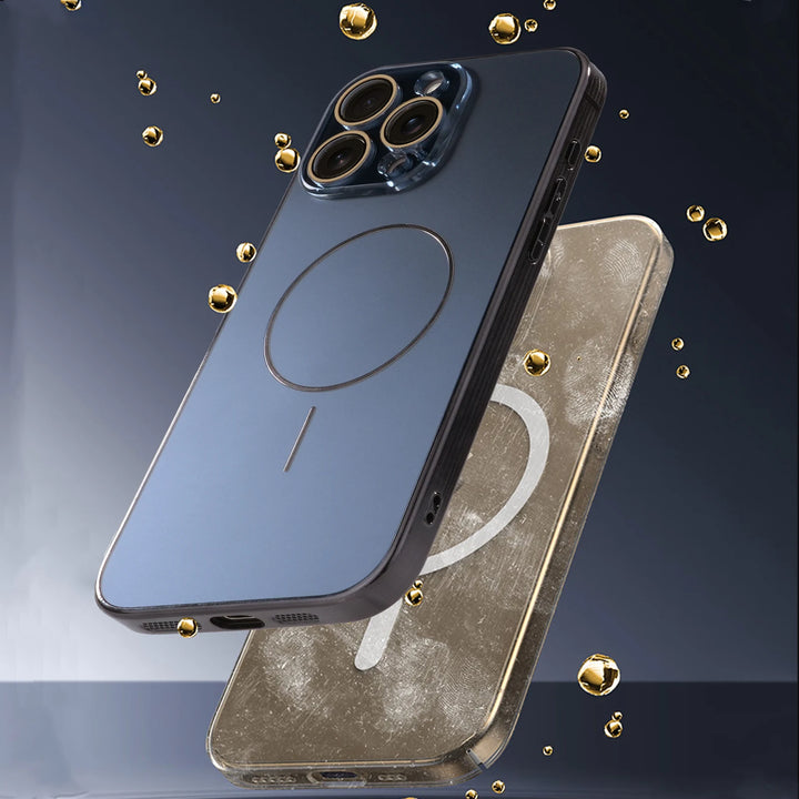 Lens Film Magnetic Case for iPhone 14, 15, 16 - Shockproof with Electroplating Frame and Wireless Charging Support