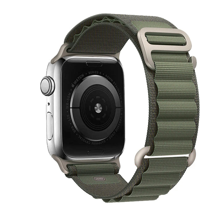 Apple Watch Alpine Loop Nylon Band in Olive for Series 10, 9, 8, 7, SE, and Ultra