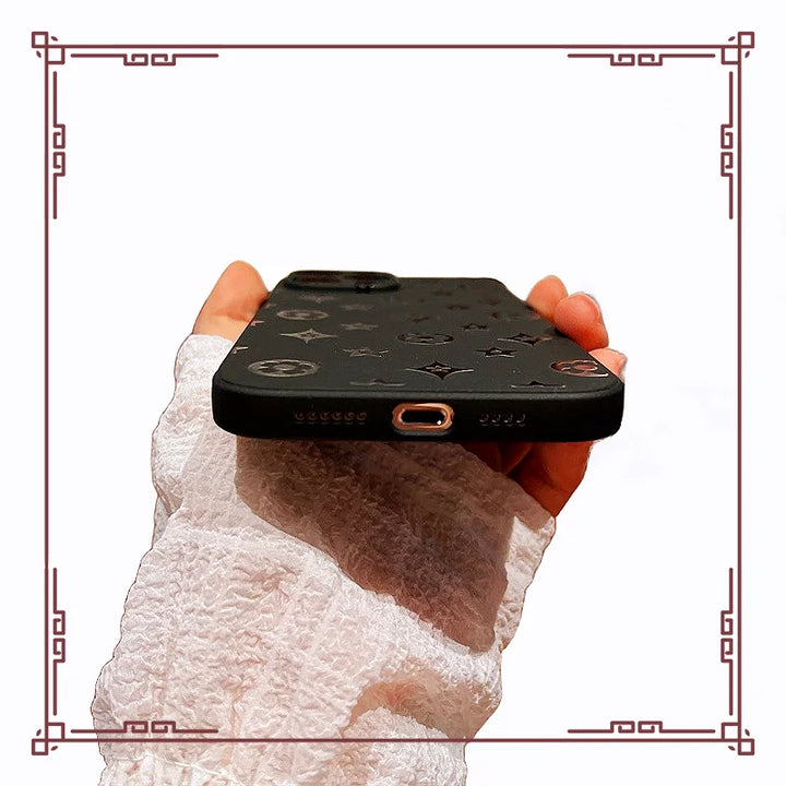 Luxury Retro Classic Soft Silicone Black Phone Case for iPhone 11-16 Pro Max