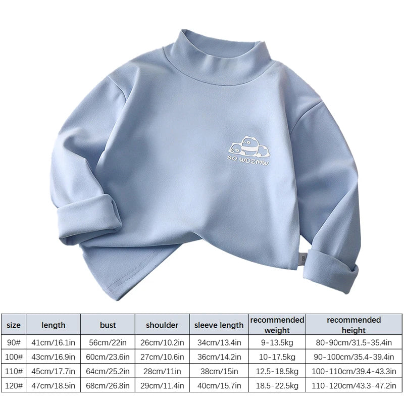 Light blue children's sweatshirt with a logo on a white background