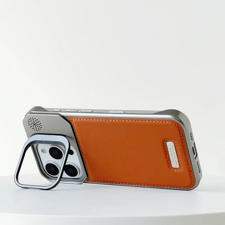 Magnetic PU Leather Phone Case with Kickstand and Wireless Charging for iPhone 11-16 Pro Max