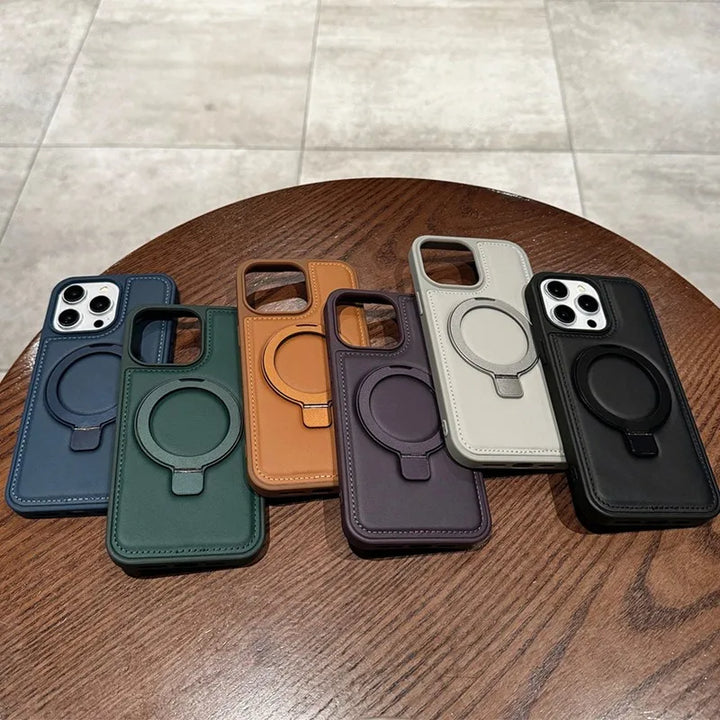 Luxury PU Leather Magnetic Stand Case for iPhone 11/12/13/14/15/16 Pro Max, Shockproof and Durable Design