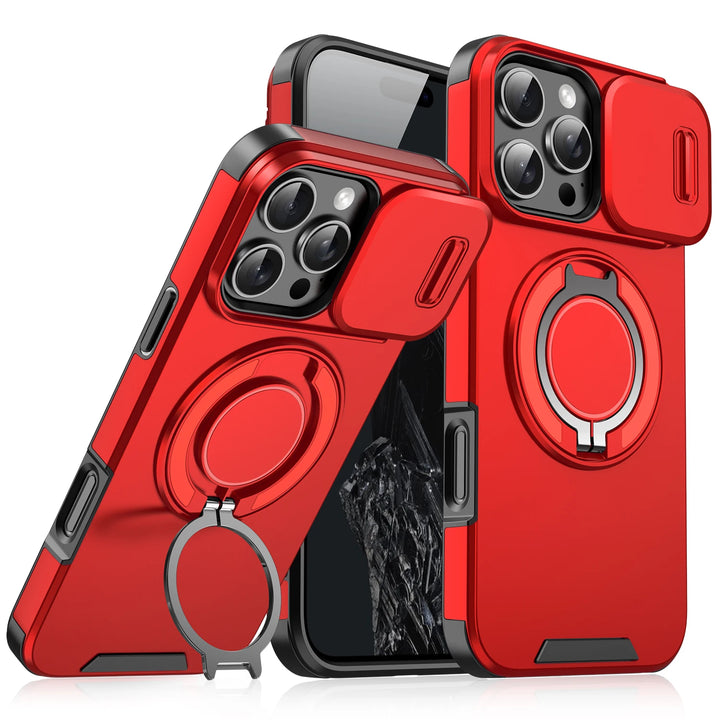 Heavy-Duty Rugged Magnetic Ring Stand Case for iPhone 16, 15, 14, 13, 12, 11 Pro Max Plus – Shockproof, Anti-Scratch, MagSafe Compatible