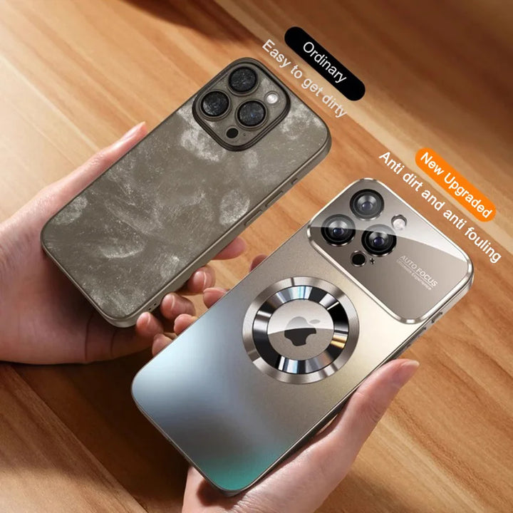 Luxury Glass Camera Lens MagSafe Magnetic Case for iPhone 11/12/13/14/15/16 Pro Max with Shockproof Protection