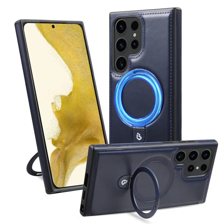 Luxury Magnetic PU Leather Phone Case with Magsafe for Samsung S25/S24/S23/S22 Ultra Plus