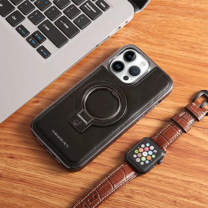 Invisible Stand Leather Case for iPhone 11/12/13/14/15/16 Pro Max, Magsafe