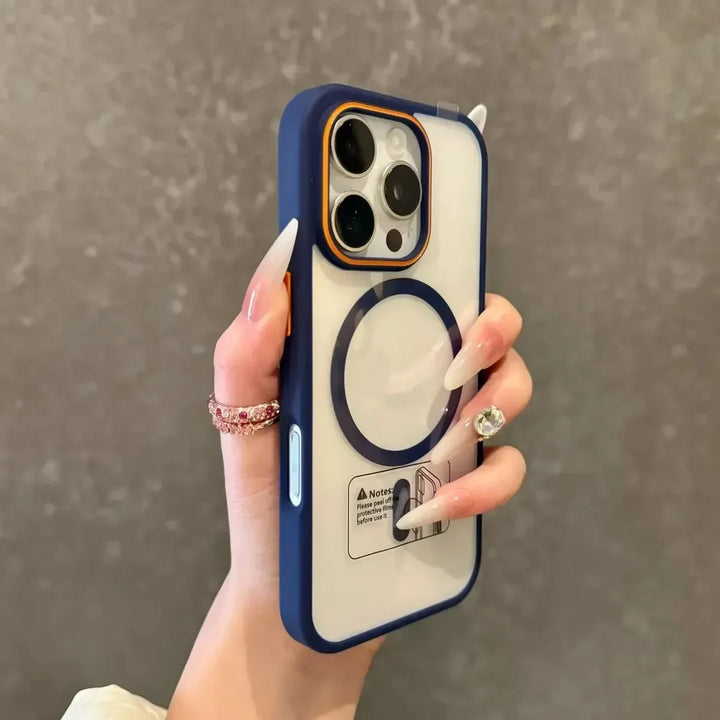 Transparent MagSafe case for iPhone 16 Pro Max in Blue