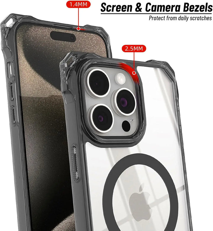 Magsafe Magnetic Strap Crossbody Case for iPhone 16, 15, 14, 13, 12, 11 Pro Max – Clear, Shockproof with Lanyard
