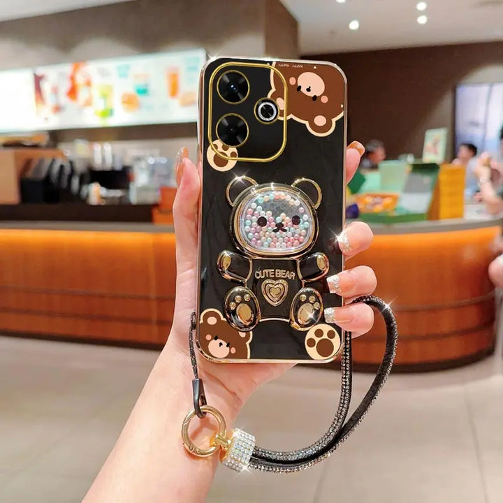 Diamond Bear Wrist Strap Case for Xiaomi Redmi Note 12 13 Pro
