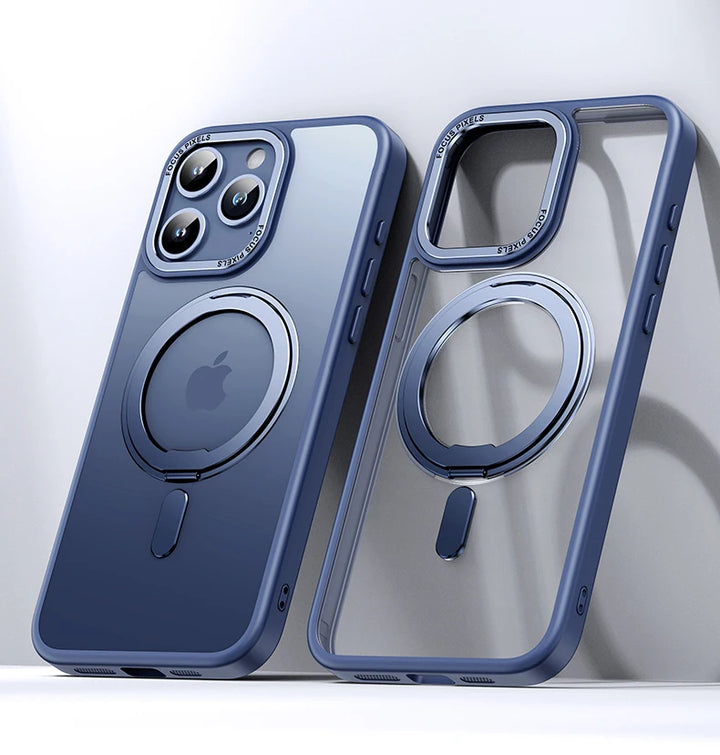 Luxury Magnetic Stand Case for iPhone 11/12/13/14/15/16 Pro Max with 360° Rotation and Wireless Charging Compatibility