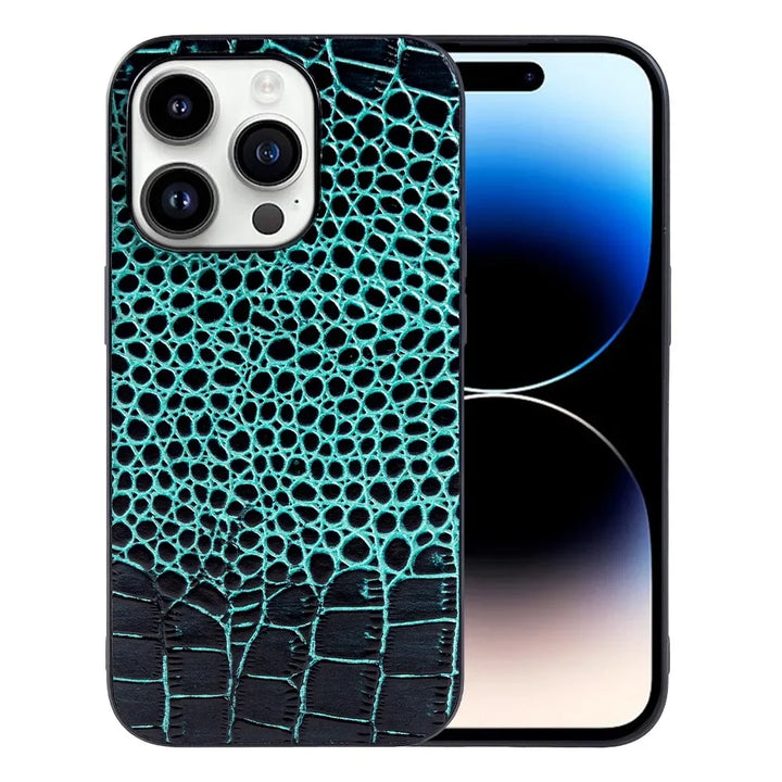 Crocodile Genuine Leather Shockproof Case for iPhone 16 14 13 12 15 Pro Max