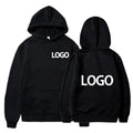 Black hoodie with 'LOGO' printed on front and back against a white background