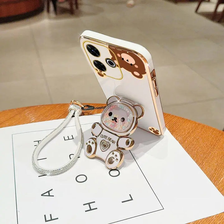 Diamond Bear Wrist Strap Case for Xiaomi Redmi Note 12 13 Pro