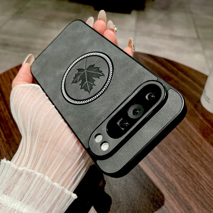 Luxury Faux Leather Google Pixel Case for Pixel 9 Pro – Business Style Full-Coverage MagSafe Compatible