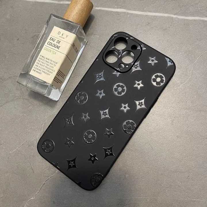 Luxury Retro Classic Soft Silicone Black Phone Case for iPhone 11-16 Pro Max