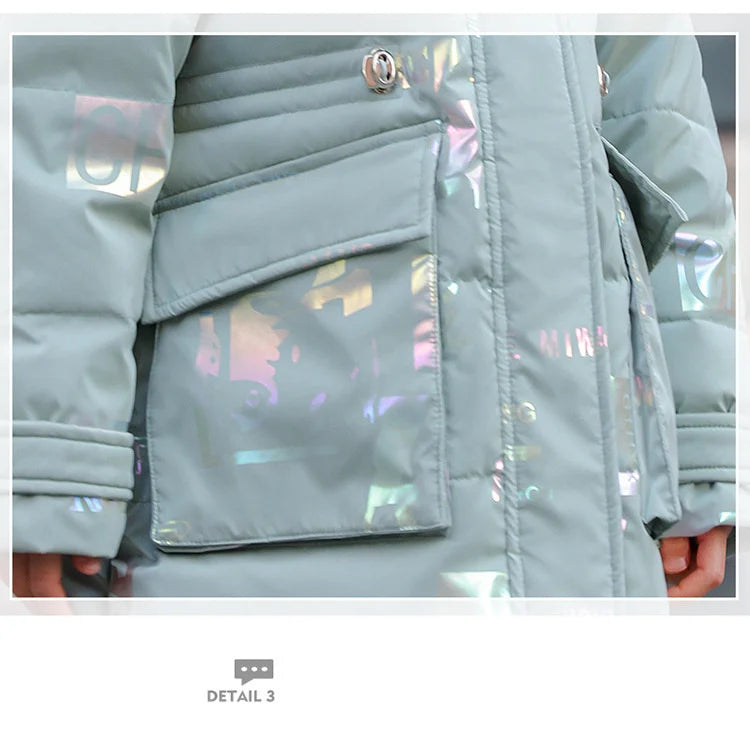 Light gray jacket with reflective inner lining