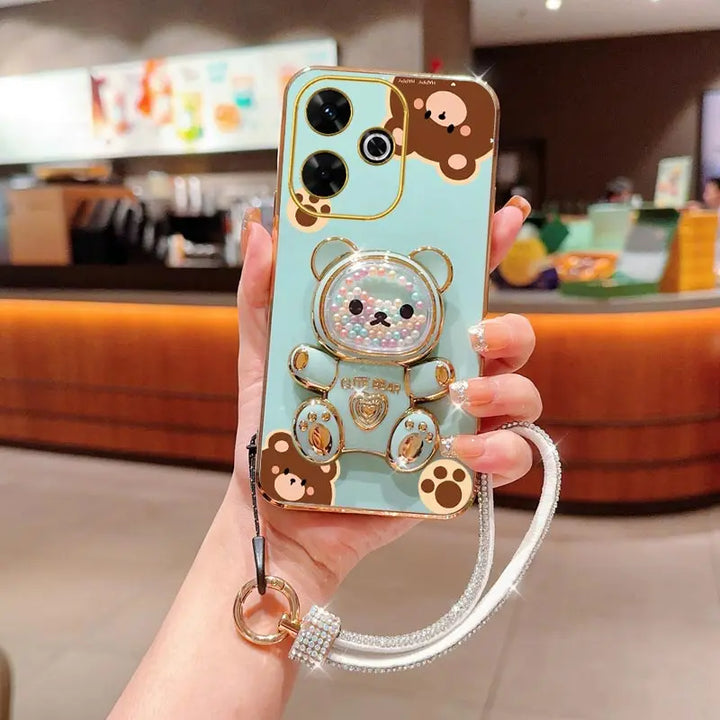 Diamond Bear Wrist Strap Case for Xiaomi Redmi Note 12 13 Pro