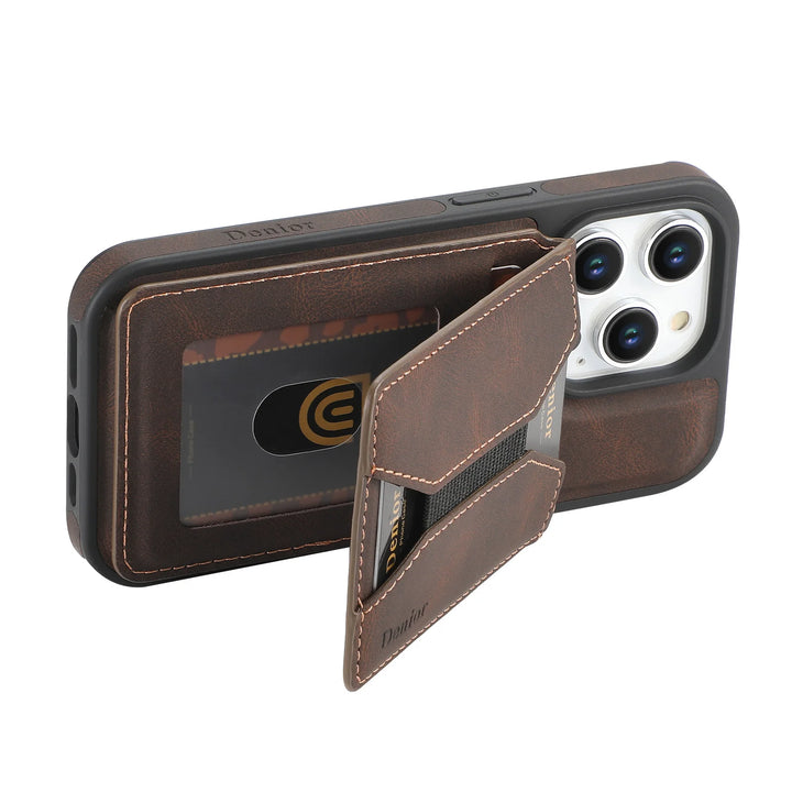 Premium Leather Wallet Case for iPhone 11/12/13/14/15/16 Pro Max with Magnetic 360° Rotating Stand and Shockproof Design