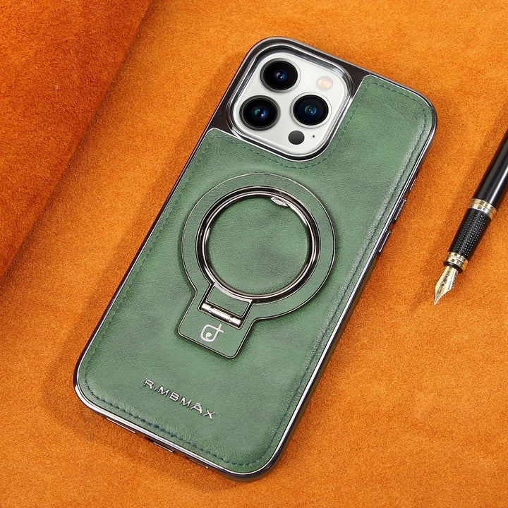 Luxury leather magnetic iPhone case with MagSafe and shockproof protection, fits iPhone 12, 13, 14, 15, and 16 Pro Max.