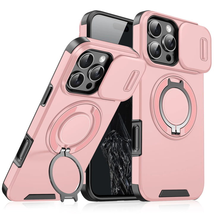 Heavy-Duty Rugged Magnetic Ring Stand Case for iPhone 16, 15, 14, 13, 12, 11 Pro Max Plus – Shockproof, Anti-Scratch, MagSafe Compatible