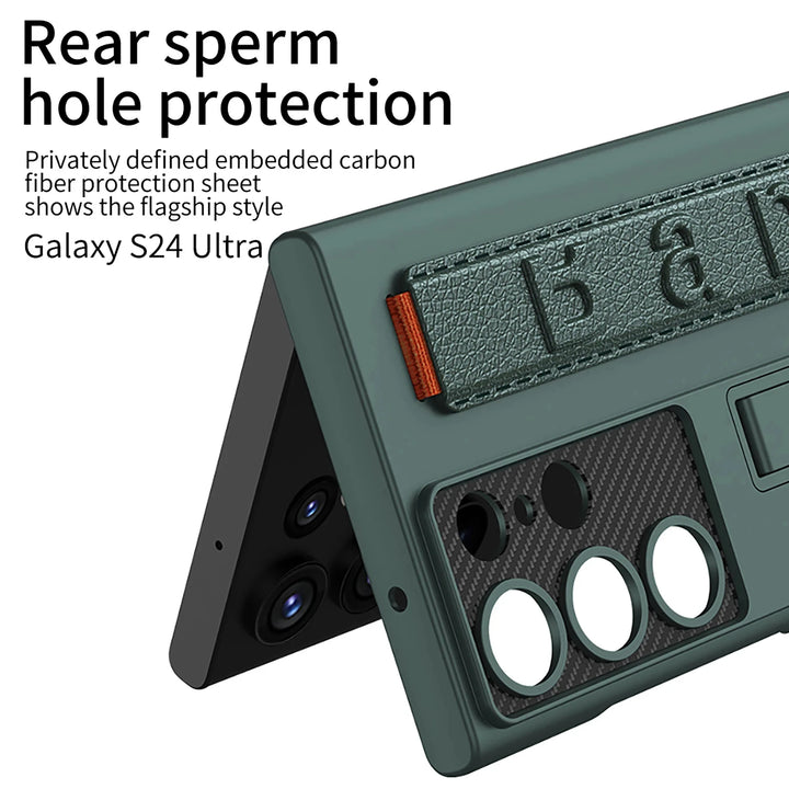 Shockproof Full Coverage Case for Samsung Galaxy S25 Ultra with Kickstand and Wrist Strap