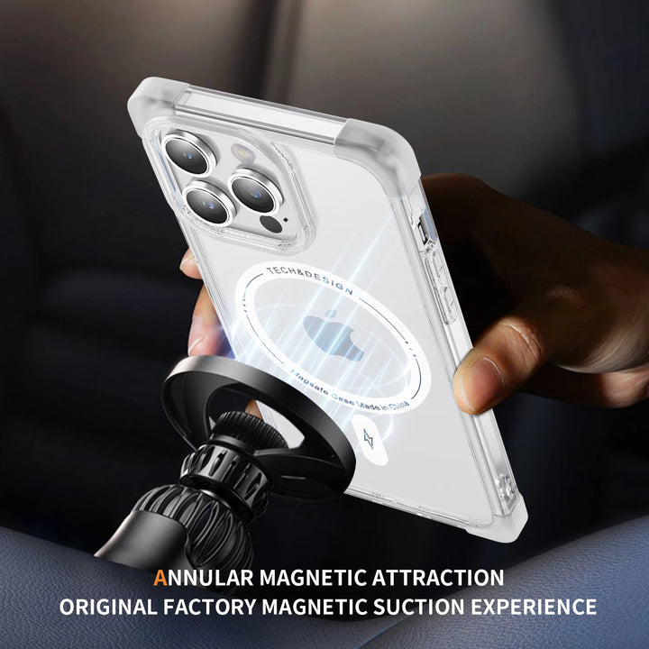 Transparent MagSafe Wireless Charging Case for iPhone 16/15/14/13/12/11 with Shockproof Corners