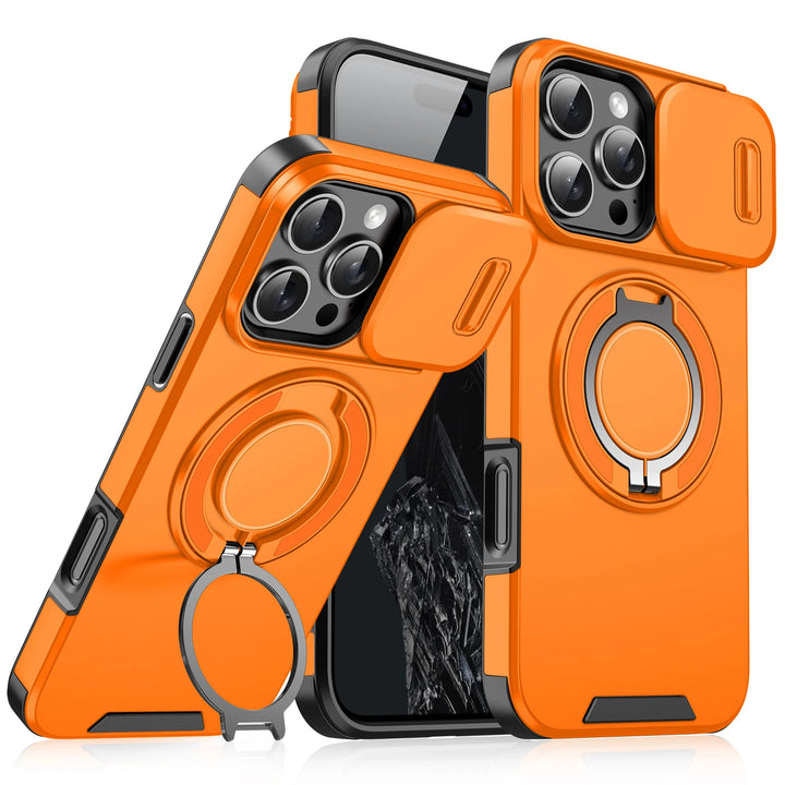 Heavy-Duty Rugged Magnetic Ring Stand Case for iPhone 16, 15, 14, 13, 12, 11 Pro Max Plus – Shockproof, Anti-Scratch, MagSafe Compatible