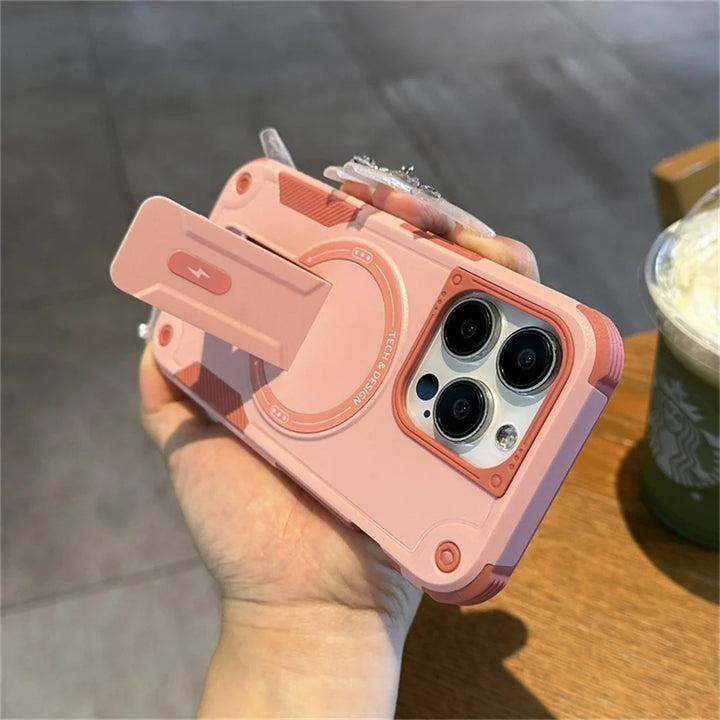 Rugged Military-Grade MagSafe iPhone Case with Kickstand – Shockproof Magnetic Bumper Cover for iPhone 11 to 16 Pro Max