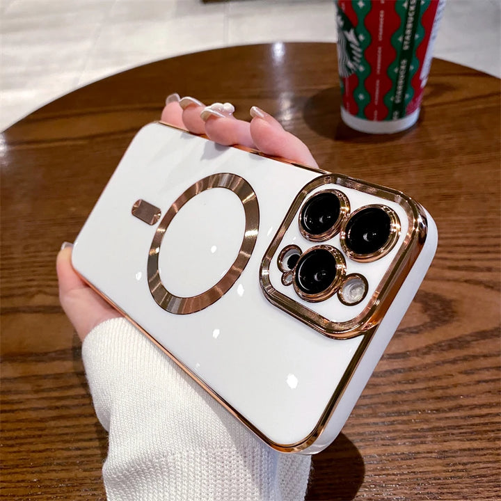 Luxury Electroplated Silicone MagSafe Case for iPhone 16 Pro Max – Magnetic Shockproof Wireless Charging Cover