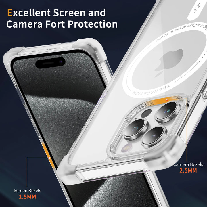 Transparent MagSafe Wireless Charging Case for iPhone 16/15/14/13/12/11 with Shockproof Corners