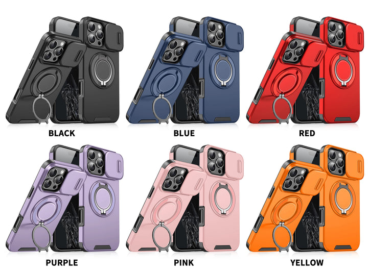 Heavy-Duty Rugged Magnetic Ring Stand Case for iPhone 16, 15, 14, 13, 12, 11 Pro Max Plus – Shockproof, Anti-Scratch, MagSafe Compatible