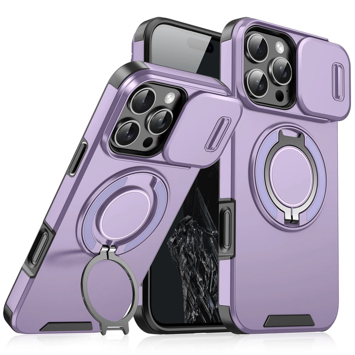 Heavy-Duty Rugged Magnetic Ring Stand Case for iPhone 16, 15, 14, 13, 12, 11 Pro Max Plus – Shockproof, Anti-Scratch, MagSafe Compatible