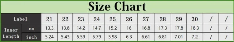 Size chart for clothing with labels and measurements in both centimeters and inches.