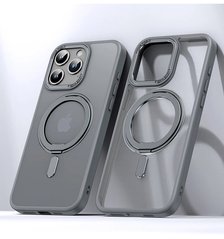 Luxury Magnetic Stand Case for iPhone 11/12/13/14/15/16 Pro Max with 360° Rotation and Wireless Charging Compatibility