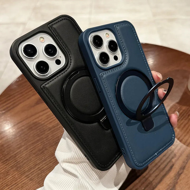Luxury PU Leather Magnetic Stand Case for iPhone 11/12/13/14/15/16 Pro Max, Shockproof and Durable Design