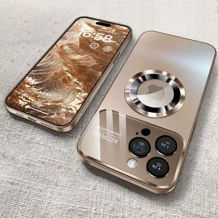 Luxury Glass Camera Lens MagSafe Magnetic Case for iPhone 11/12/13/14/15/16 Pro Max with Shockproof Protection