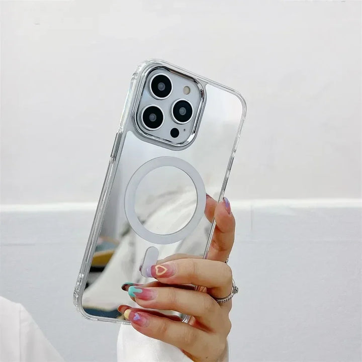 Magnetic Mirror Case for iPhone 16 15 14 13 12 Pro Max Ultra Thin Shockproof Cover for MagSafe