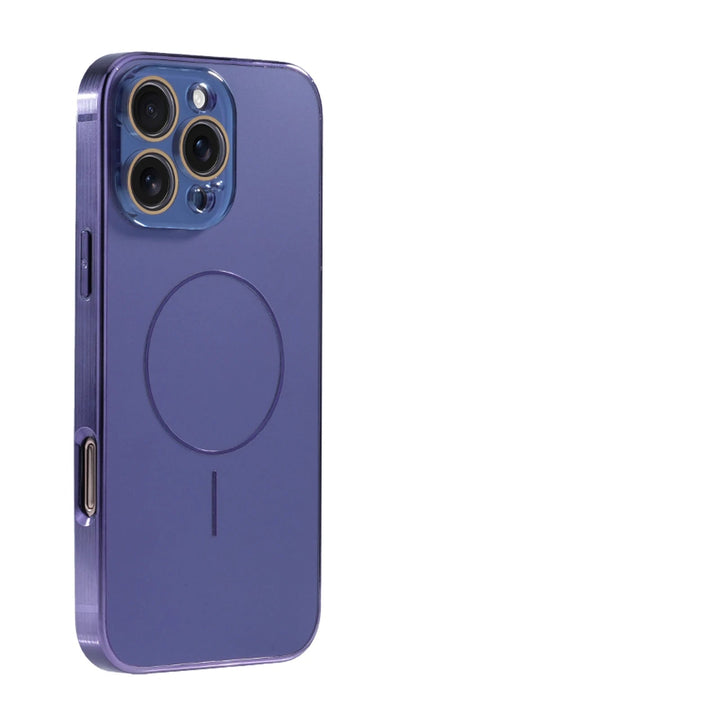 Lens Film Magnetic Case for iPhone 14, 15, 16 - Shockproof with Electroplating Frame and Wireless Charging Support