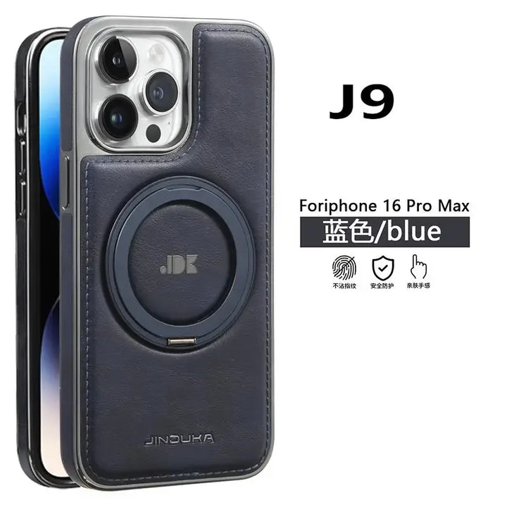 Invisible Stand Leather Case for iPhone 12 13 14 15 Pro Max Magnetic Holder