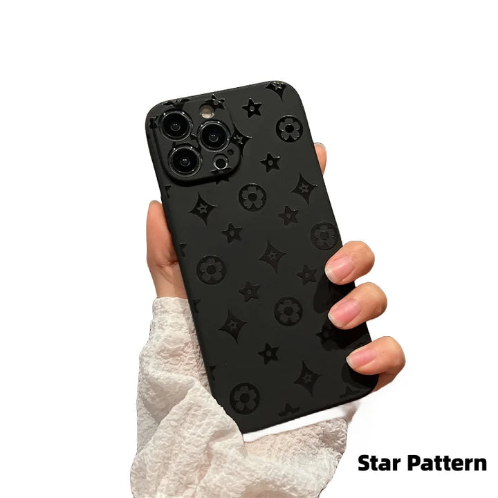 Luxury Retro Classic Soft Silicone Black Phone Case for iPhone 11-16 Pro Max